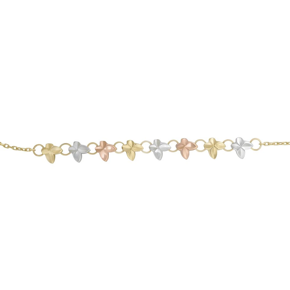 PULSERA DAMA ORO BLANCO, AMARILLO Y ROSA 14K