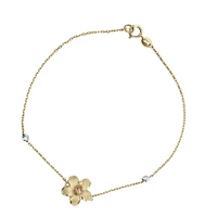 PULSERA FLOR ORO BLANCO, AMARILLO Y ROSA 14K