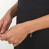 PULSERA DAMA FLORES ORO AMARILLO, BLANCO Y ROSA 14K