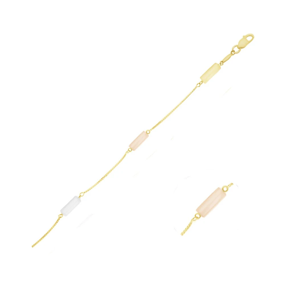 PULSERA DAMA ORO AMARILLO BLANCO Y ROSA 14K