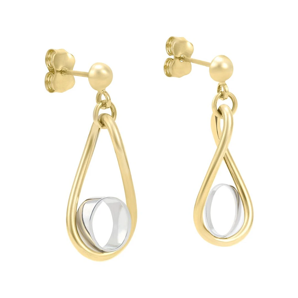 ARETES ORO BLANCO Y AMARILLO 14K