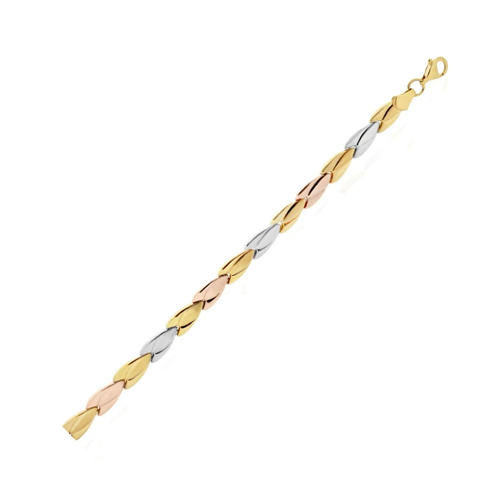 PULSERA DAMA ORO AMARILLO BLANCO Y ROSA 14K