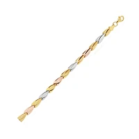 PULSERA DAMA ORO AMARILLO BLANCO Y ROSA 14K