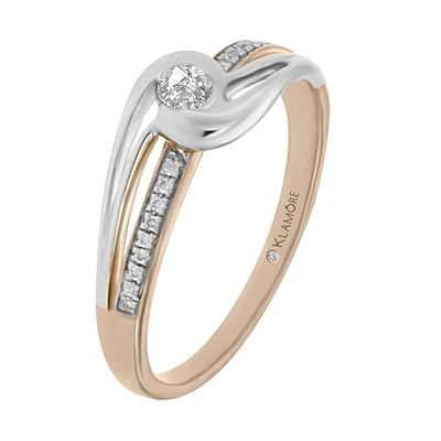 ANILLO DE COMPROMISO ORO ROSA 14K CON 10 PUNTOS DIAMANTE