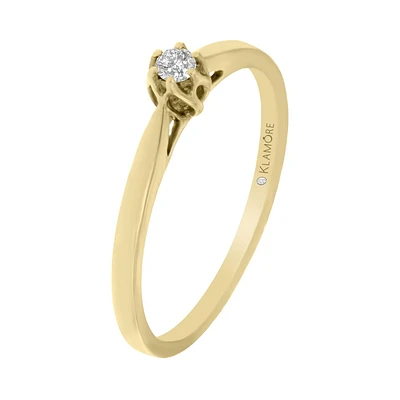 ANILLO SOLITARIO ORO 14K CON 8 PUNTOS DE DIAMANTE