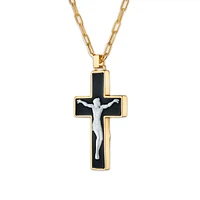 CRUZ MANTO SAGRADO CON CADENA PLATA .925 CHAPA DE ORO 18K