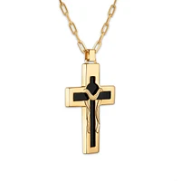 CRUZ MANTO SAGRADO CON CADENA PLATA .925 CHAPA DE ORO 18K