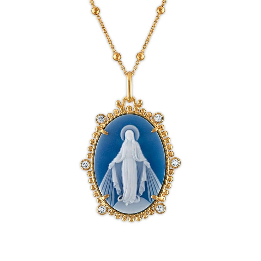 MEDALLA EMPERATRIZ  VIRGEN MILAGROSA CON CADENA PLATA .925 CHAPA DE ORO 18K