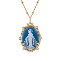 MEDALLA EMPERATRIZ  VIRGEN MILAGROSA CON CADENA PLATA .925 CHAPA DE ORO 18K