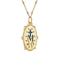 MEDALLA EMPERATRIZ  VIRGEN MILAGROSA CON CADENA PLATA .925 CHAPA DE ORO 18K