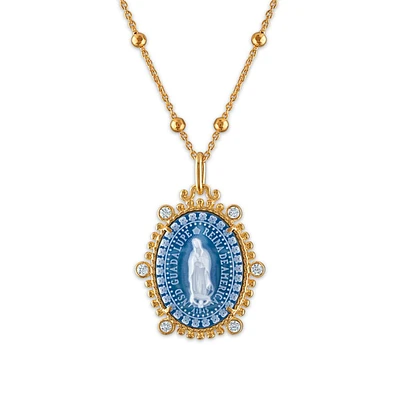 MEDALLA IMPERIAL  VIRGEN DE GUADALUPE CON CADENA PLATA .925 CHAPA DE ORO 18K