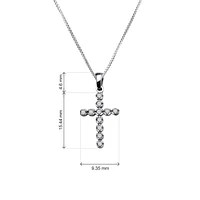 CRUZ DE ORO BLANCO 14K CON 11 PUNTOS DE DIAMANTE