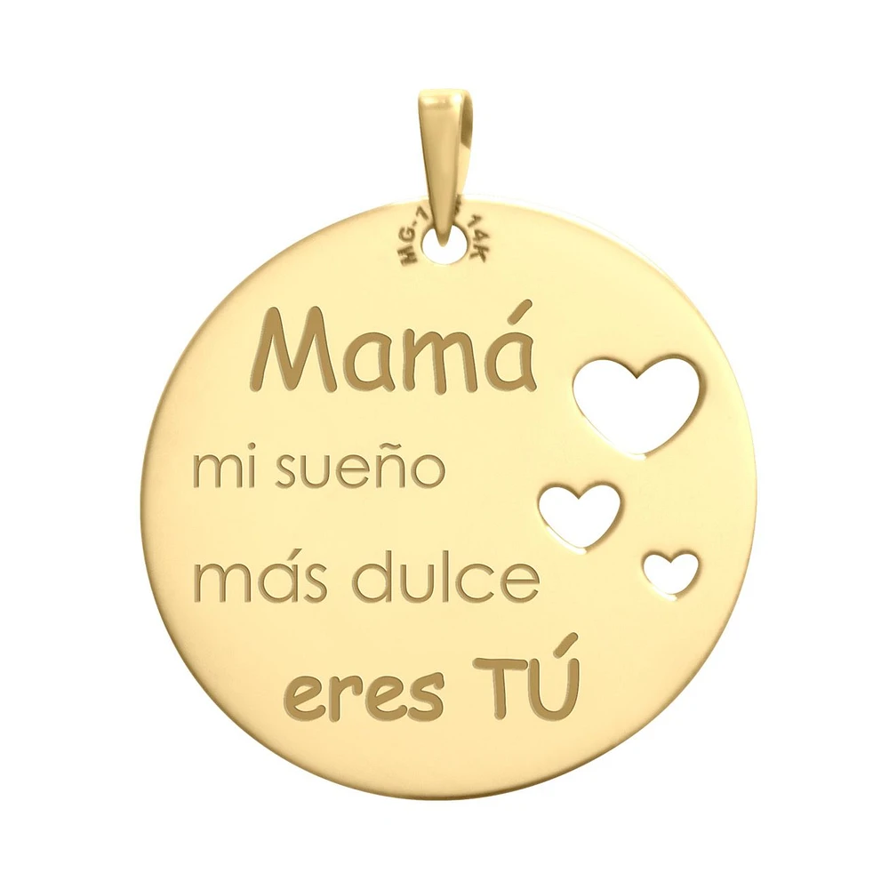 DIJE "MAMÁ EL SUEÑO MÁS DULCE ERES TÚ" ORO 14K