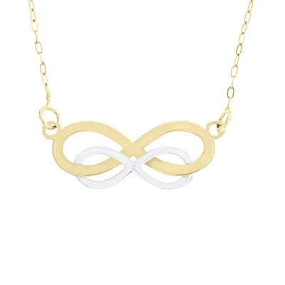 COLLAR CON DIJE INFINITO EN ORO AMARILLO Y BLANCO 14K