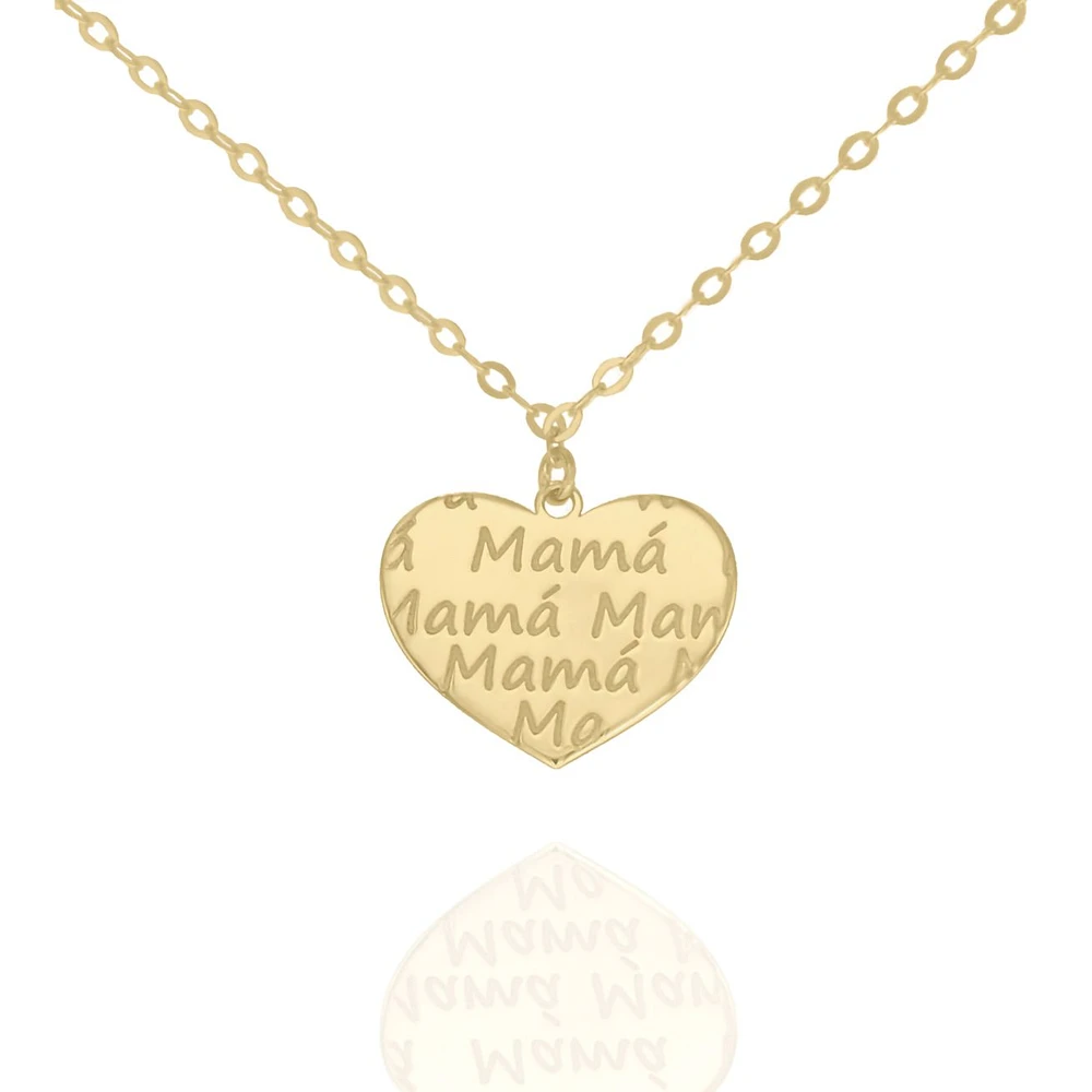 DIJE CON CADENA CORAZON MAMÁ ORO 14K