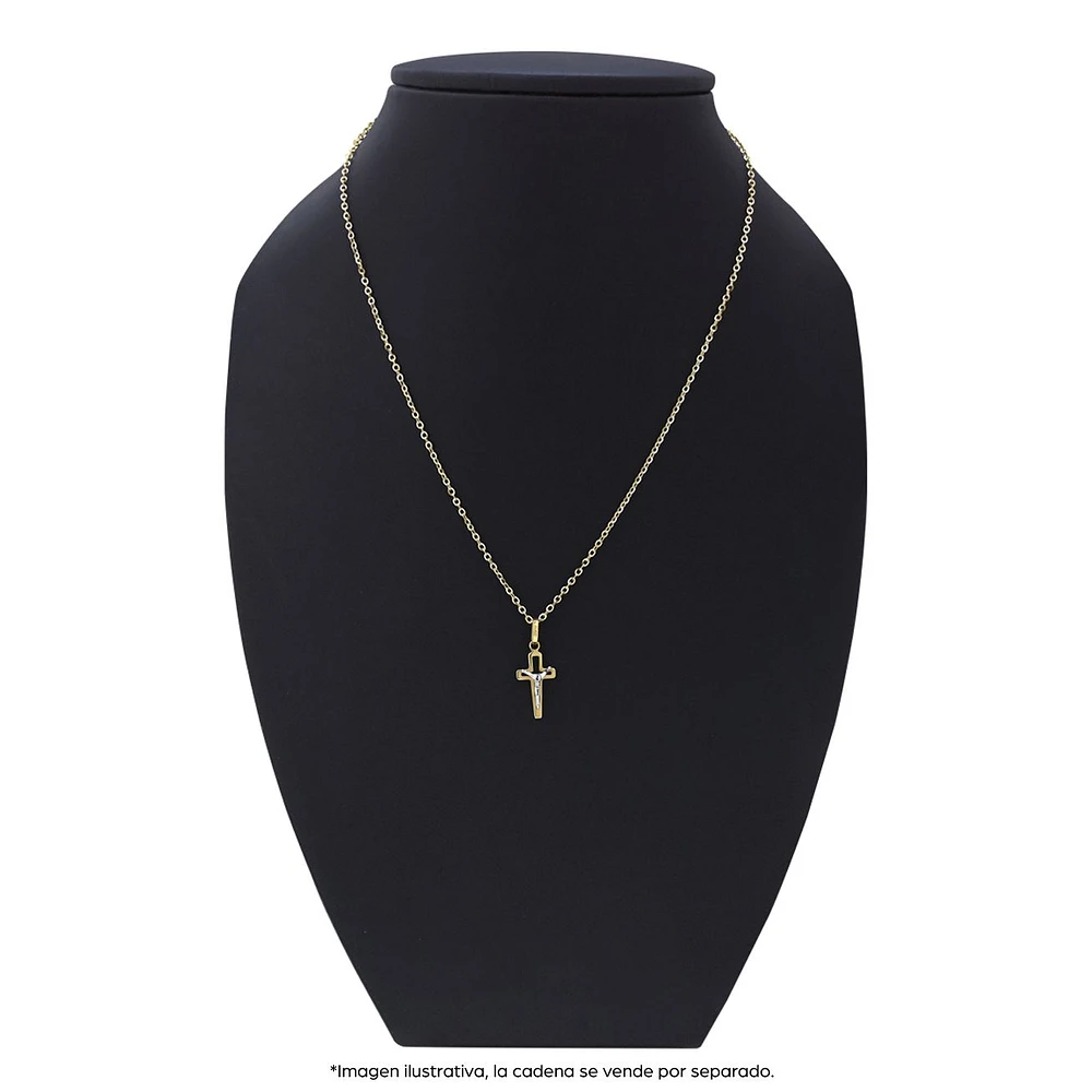 CRUZ MODERNA CON CRISTO EN ORO BLANCO 14K