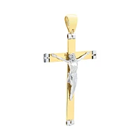 CRUZ CON CRISTO ORO BLANCO Y AMARILLO 14K