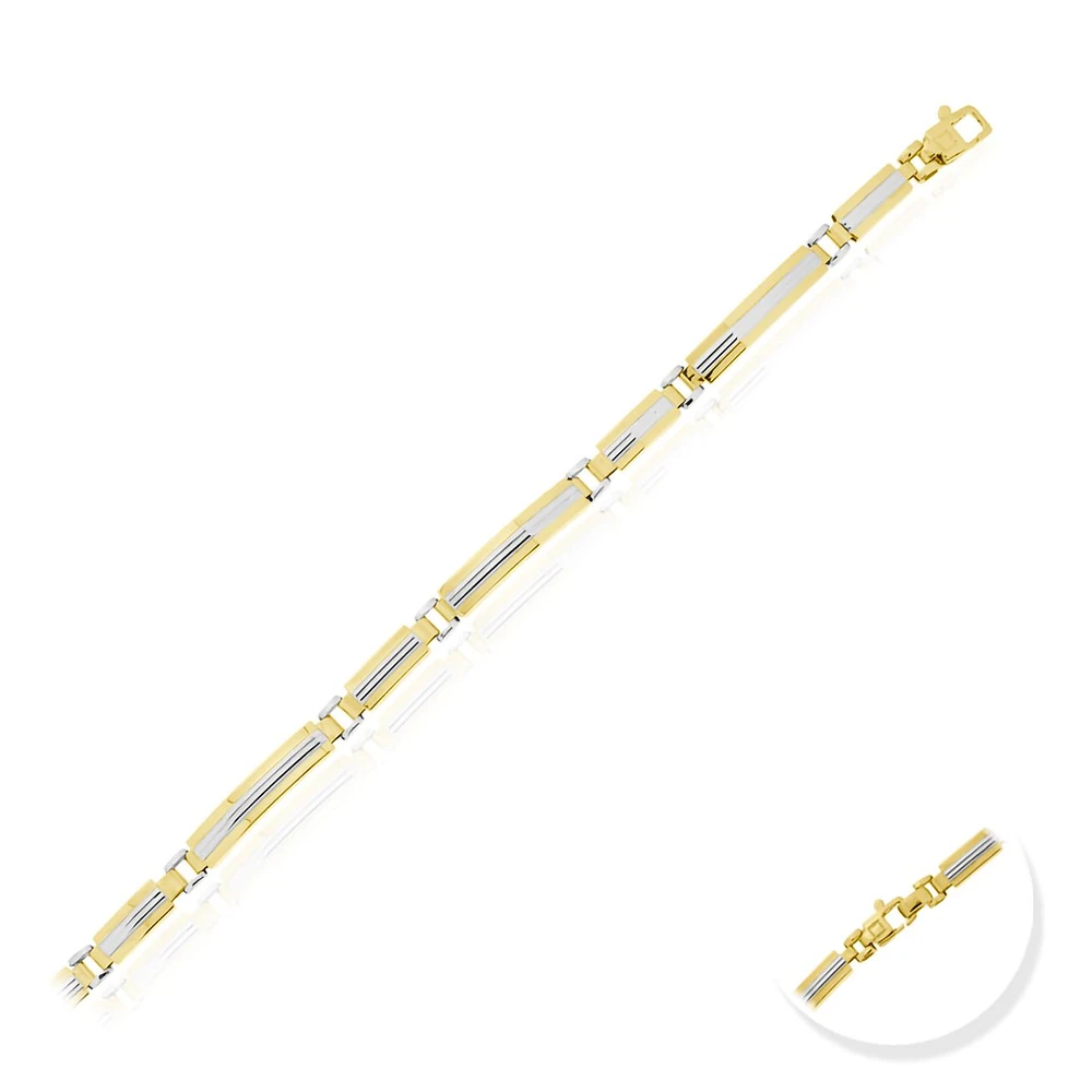 PULSERA CABALLERO ORO AMARILLO Y BLANCO 14K