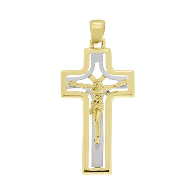 CRUZ CABALLERO ORO AMARILLO Y BLANCO 14K