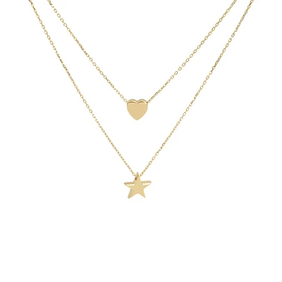 GARGANTILLA ESTRELLA Y CORAZON ORO 14K