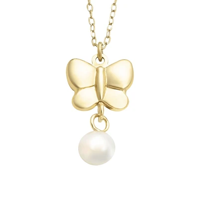 GARGANTILLA MARIPOSA Y PERLA FRESHWATER ORO 14K