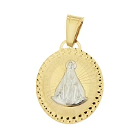 MEDALLA VIRGEN MILAGROSA ORO BLANCO Y AMARILLO 14K