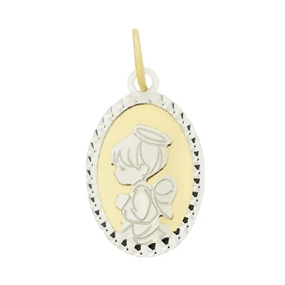 MEDALLA ANGEL ORO BLANCO Y AMARILLO 14K