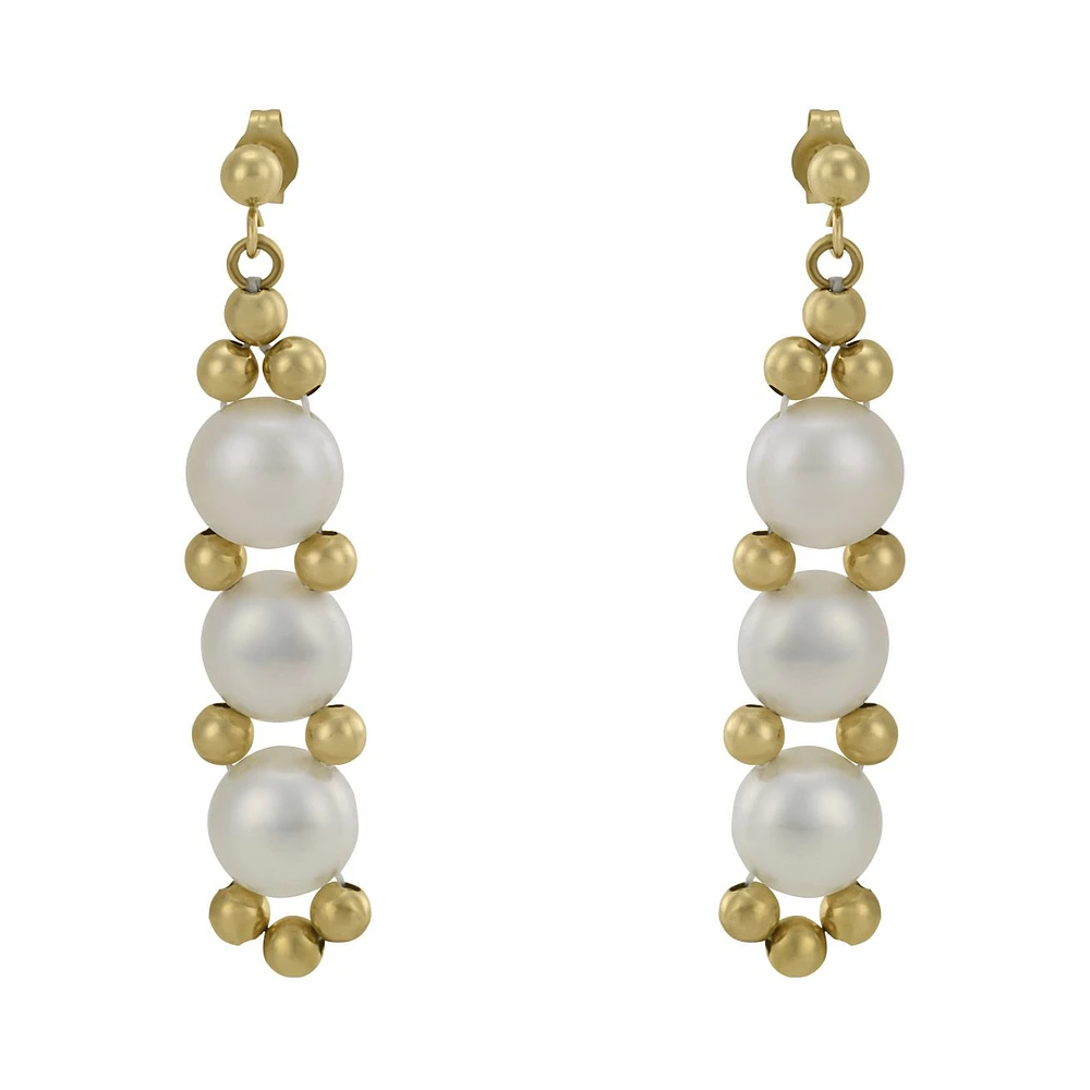 ARETES DE PERLAS CON ORO 14K