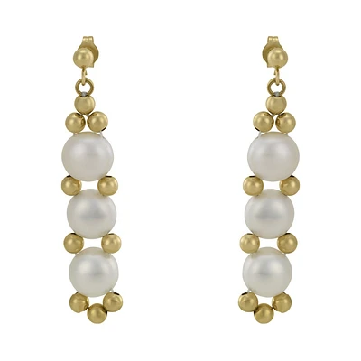 ARETES DE PERLAS CON ORO 14K