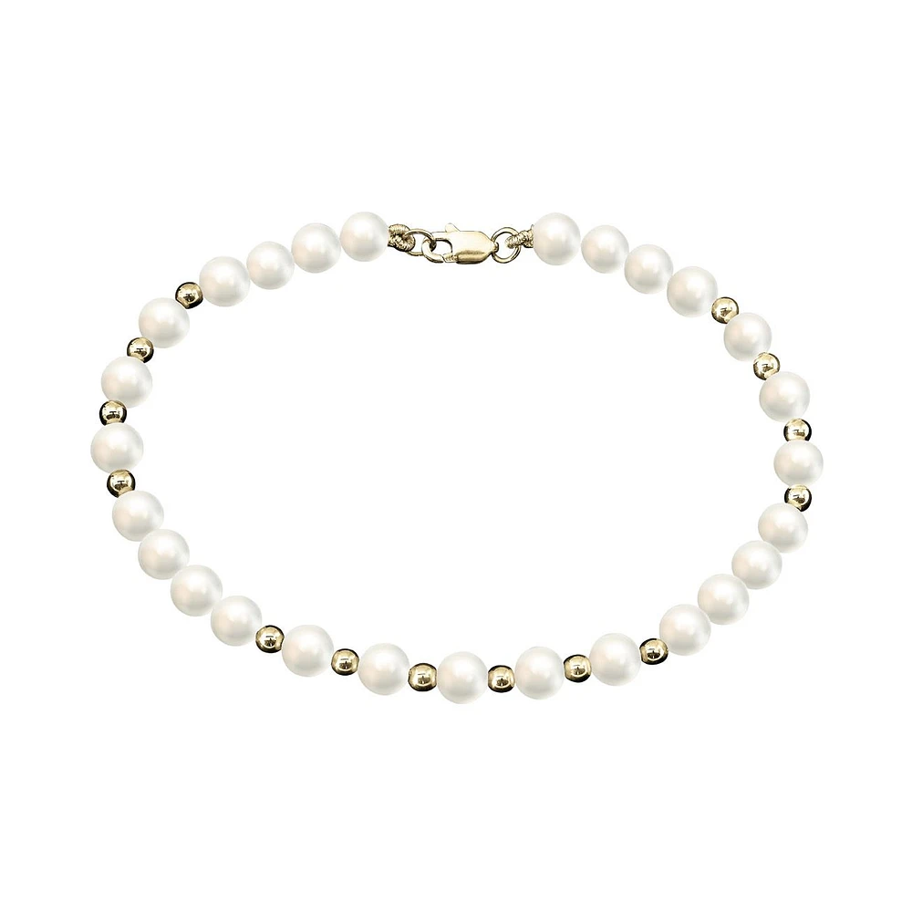 PULSERA DAMA PERLA CON ORO 14K