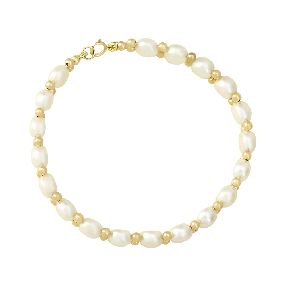 PULSERA DAMA DE PERLAS CON ORO 14K