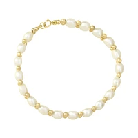 PULSERA DAMA DE PERLAS CON ORO 14K