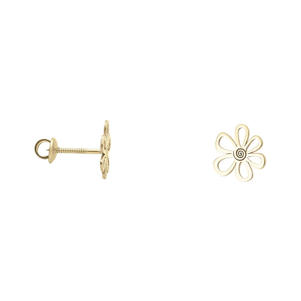 BROQUELES FLOR ORO 14K