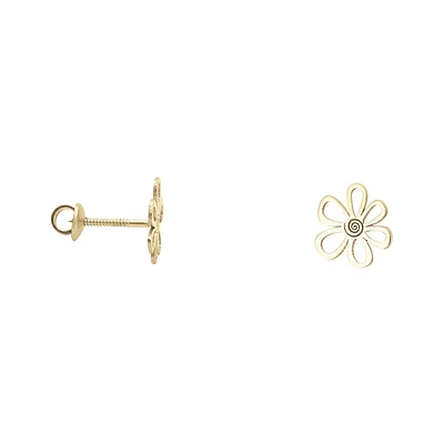 BROQUELES FLOR ORO 14K