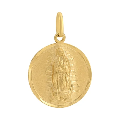 MEDALLA REDONDA VIRGEN DE GUADALUPE CUERPO COMPLETO ORO 14K