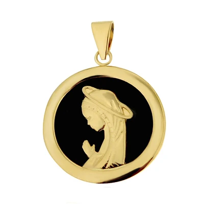 MEDALLA MADONA ORO 14K CON ONIX