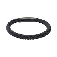 BRAZALETE PARA HOMBRE DE CAUCHO NEGRO CON ACERO NEGRO