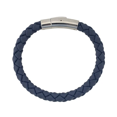 BRAZALETE PARA HOMBRE DE CAUCHO AZUL CON ACERO BLANCO