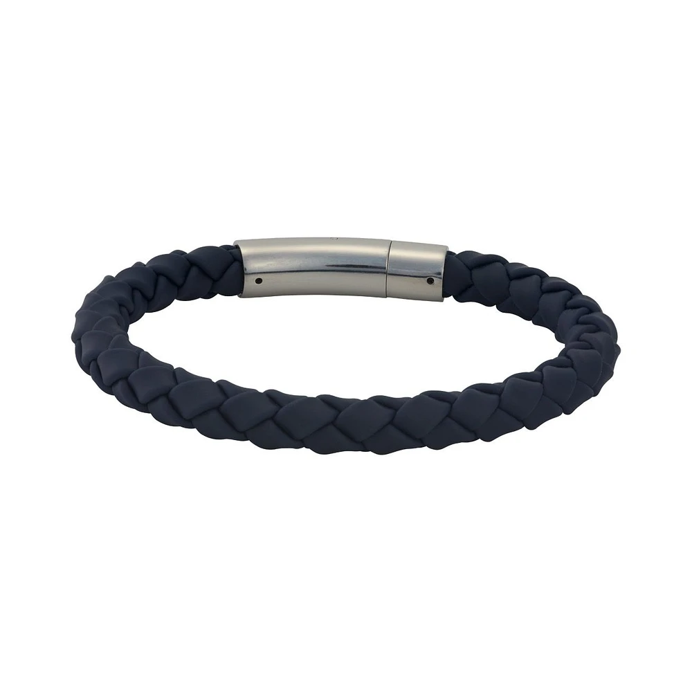 BRAZALETE PARA HOMBRE DE CAUCHO AZUL CON ACERO BLANCO