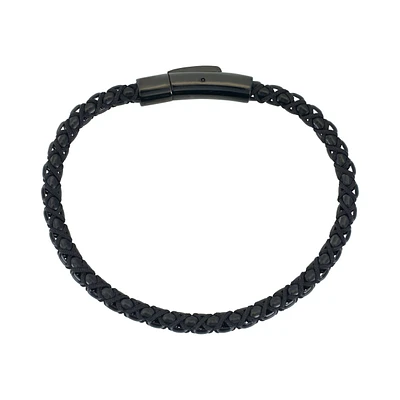 BRAZALETE PARA HOMBRE DE ACERO NEGRO CON HILO NEGRO