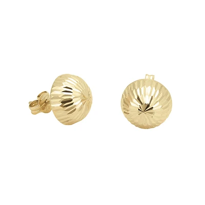 ARETES BROQUELES MEDIA ESFERA DIAMANTADO ORO 14K