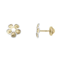 ARETES BROQUELES DE FLOR ORO 14K