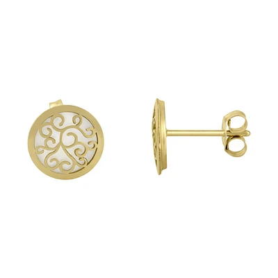 ARETES CON MADRE PERLA ORO 14K