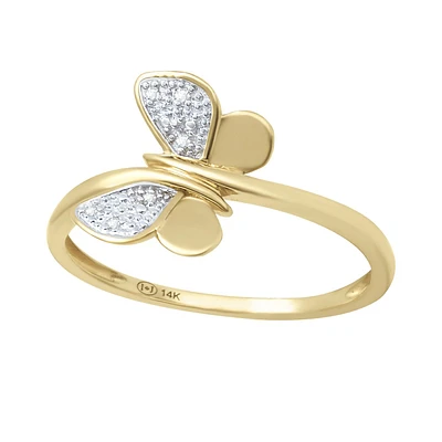 ANILLO MARIPOSA ORO 14K CON UN PUNTO DE DIAMANTE