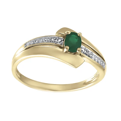 ANILLO ORO 14K CON DIAMANTE Y ESMERALDA