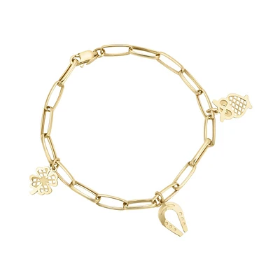 PULSERA CLIP SUERTE ORO 14K