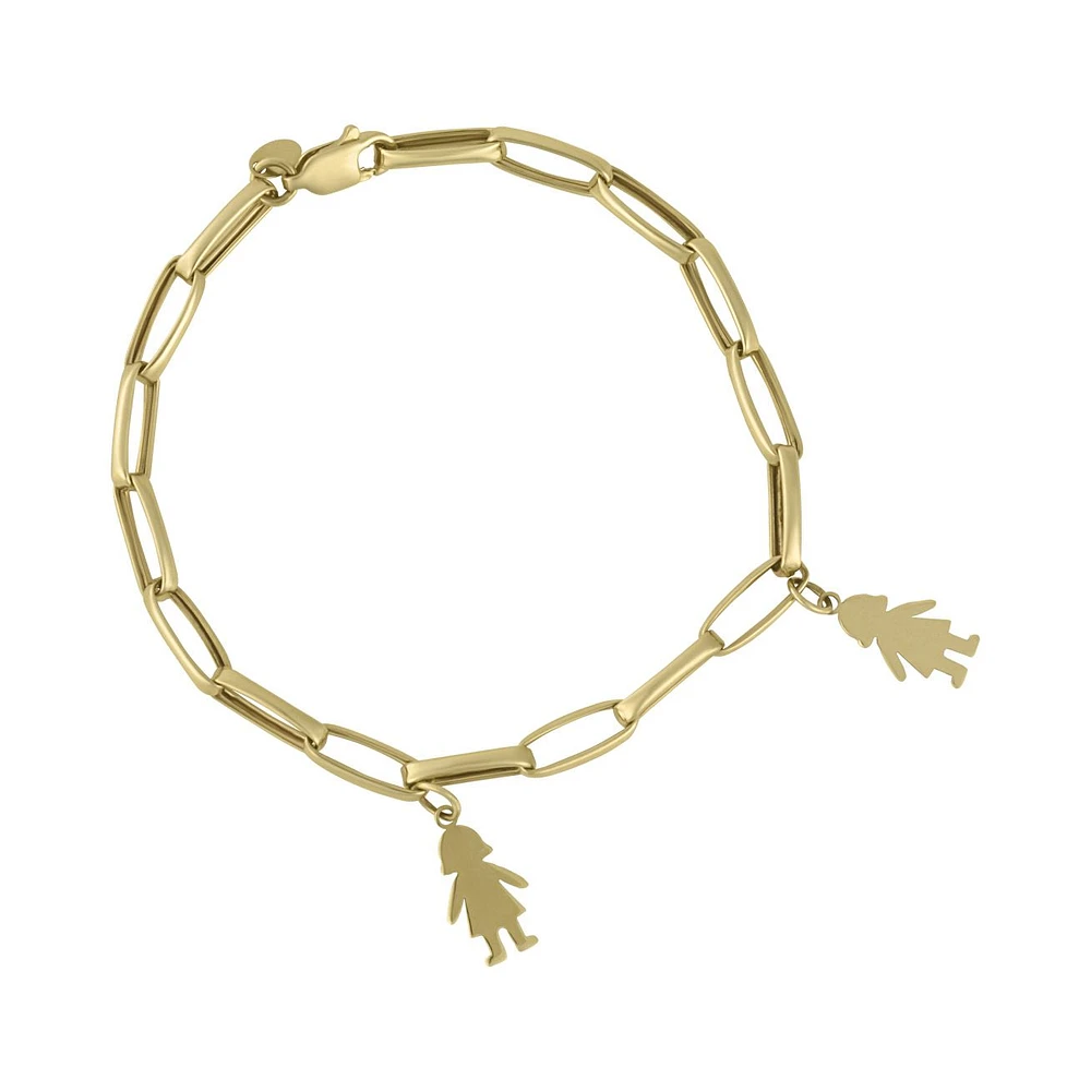 PULSERA CLIP DOS NIÑAS ORO 14K