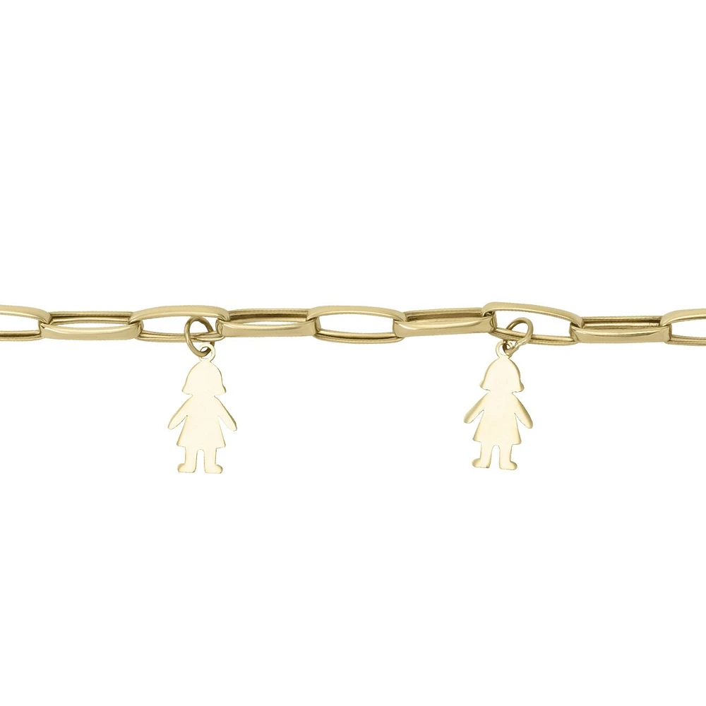 PULSERA CLIP DOS NIÑAS ORO 14K