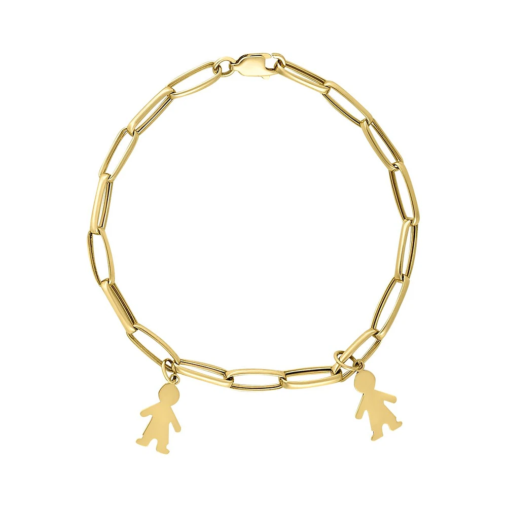 PULSERA CLIP DOS NIÑOS ORO 14K