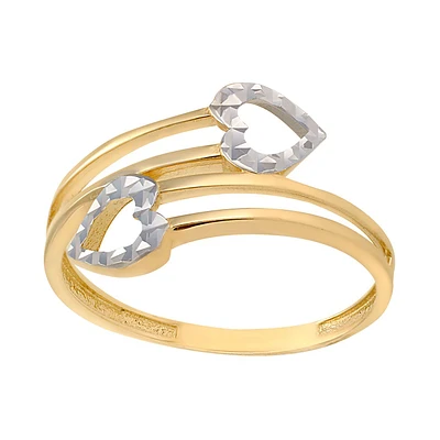 ANILLO CORAZON ORO BLANCO Y AMARILLO 14K